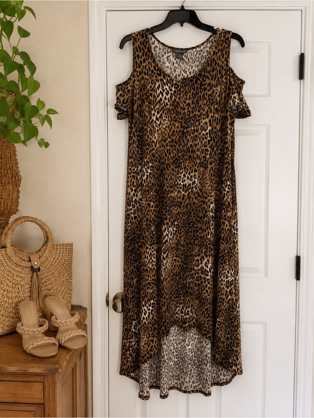 Kate & Mallory Leopard Print High-Low Dress in Brown/Tan